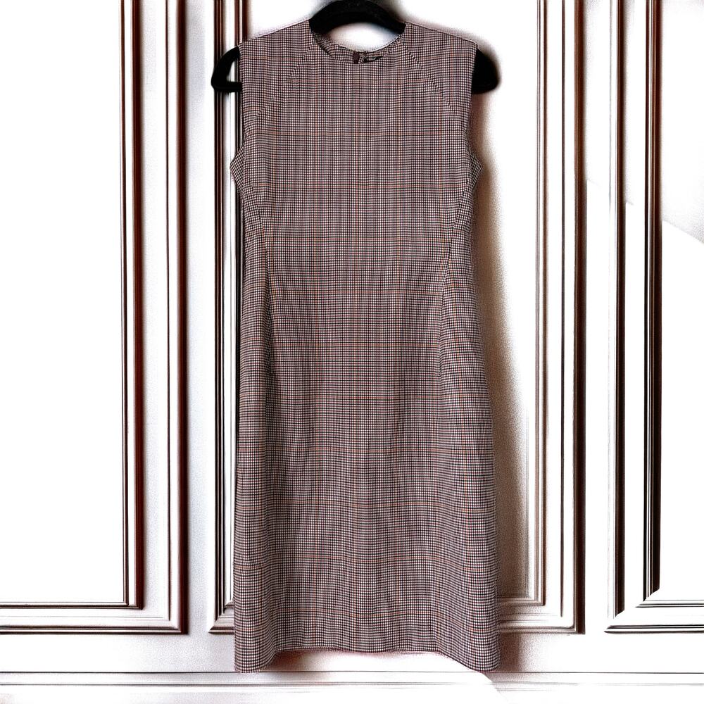 Theory Power Dress Window Check Portland Virgin Wool Sheath Dress Size 6